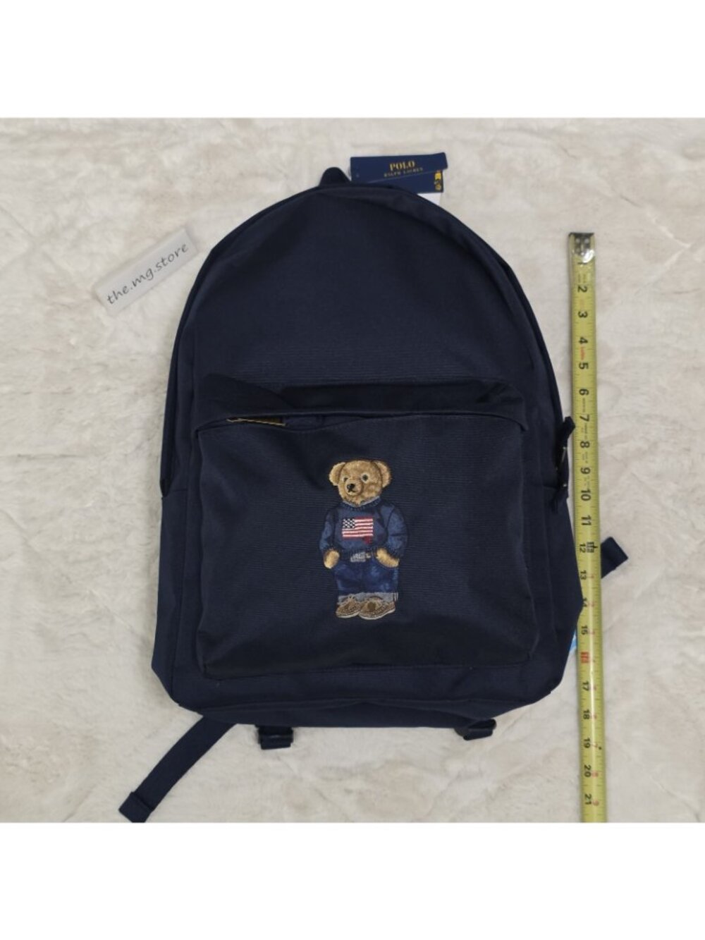 Polo Ralph Lauren Backpack Full Size Laptop Navy Blue Polo Bear School Bag NWT - Picture 3 of 7